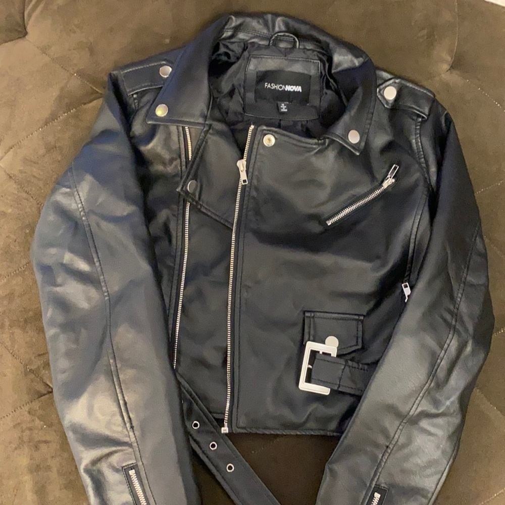 Black leather jacket